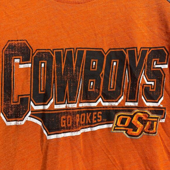 Oklahoma State University OSU cowboys orange and gray raglan shirt - medium - Picture 2 of 5